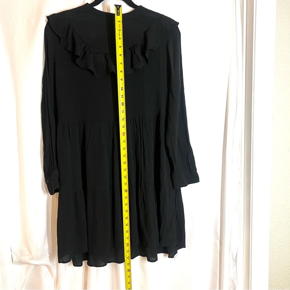 Zara Black Long Sleeve Smock Tier Dress with Ruffle Detail Flowy Soft Small - Picture 5 of 11
